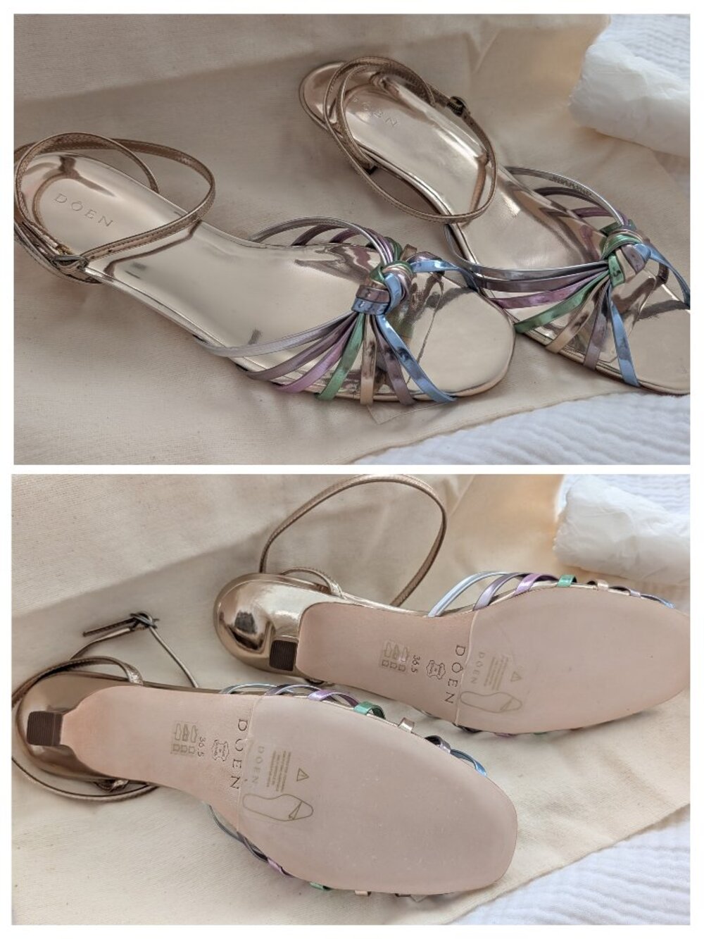 Sz 36.5 Doen Hepburn Heel in Disco Metallic - Picture 2 of 6
